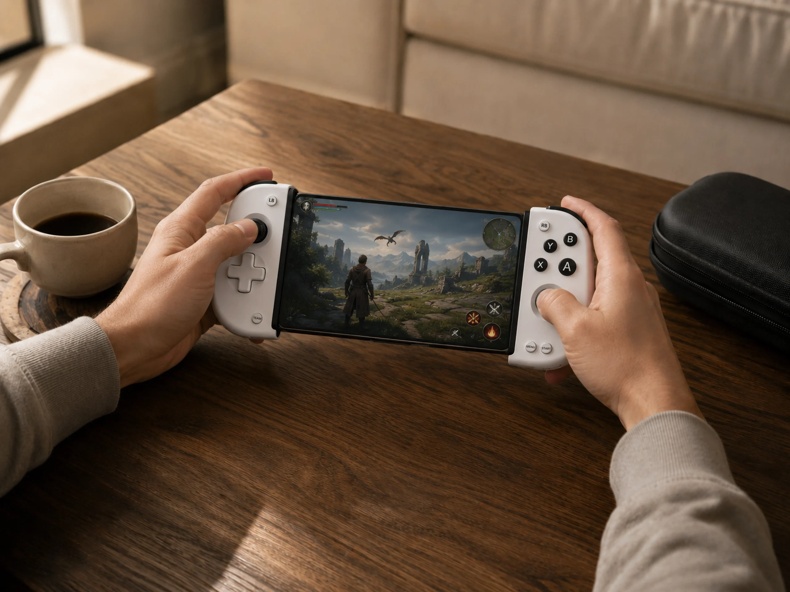 Telescopic mobile gaming controller in gameplay use case